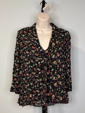 Anthropologie Navy, Pink, Green Button Down Top - Size US 0